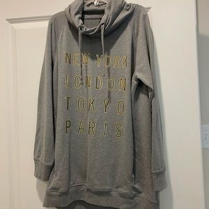 Comfortable Grey Loose Turtleneck sweatshirt